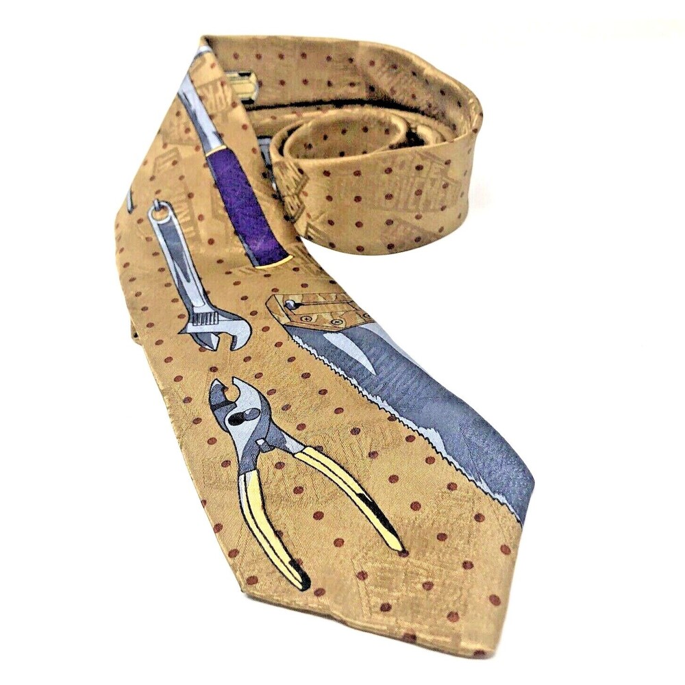 VTG 90s Home Improvement Men's Neck Tie Tim Allen Tool Time Garage Workshop USA